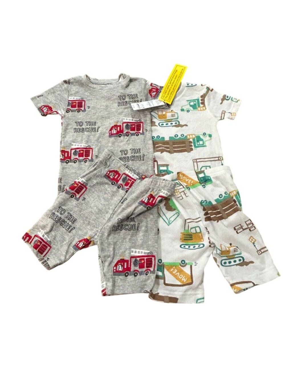 NWT Carters 3T 4-Piece Toddler Pajama Set Firetruck & Construction Theme